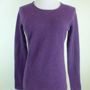 MARINA LUNA purple 2 ply 100% CASHMERE CREWNECK SWEATER Top S